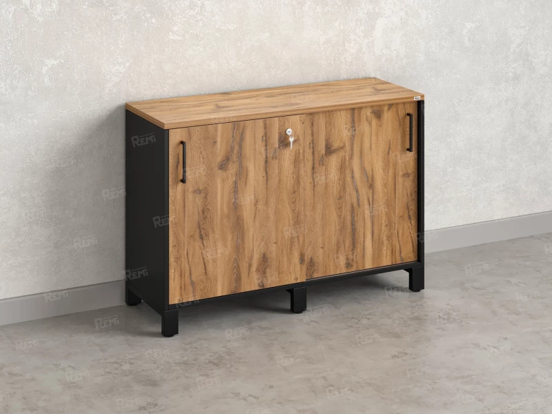 Низкий шкаф-купе 1200x420x850 RM124-120x42 Дуб Юстус/Черный