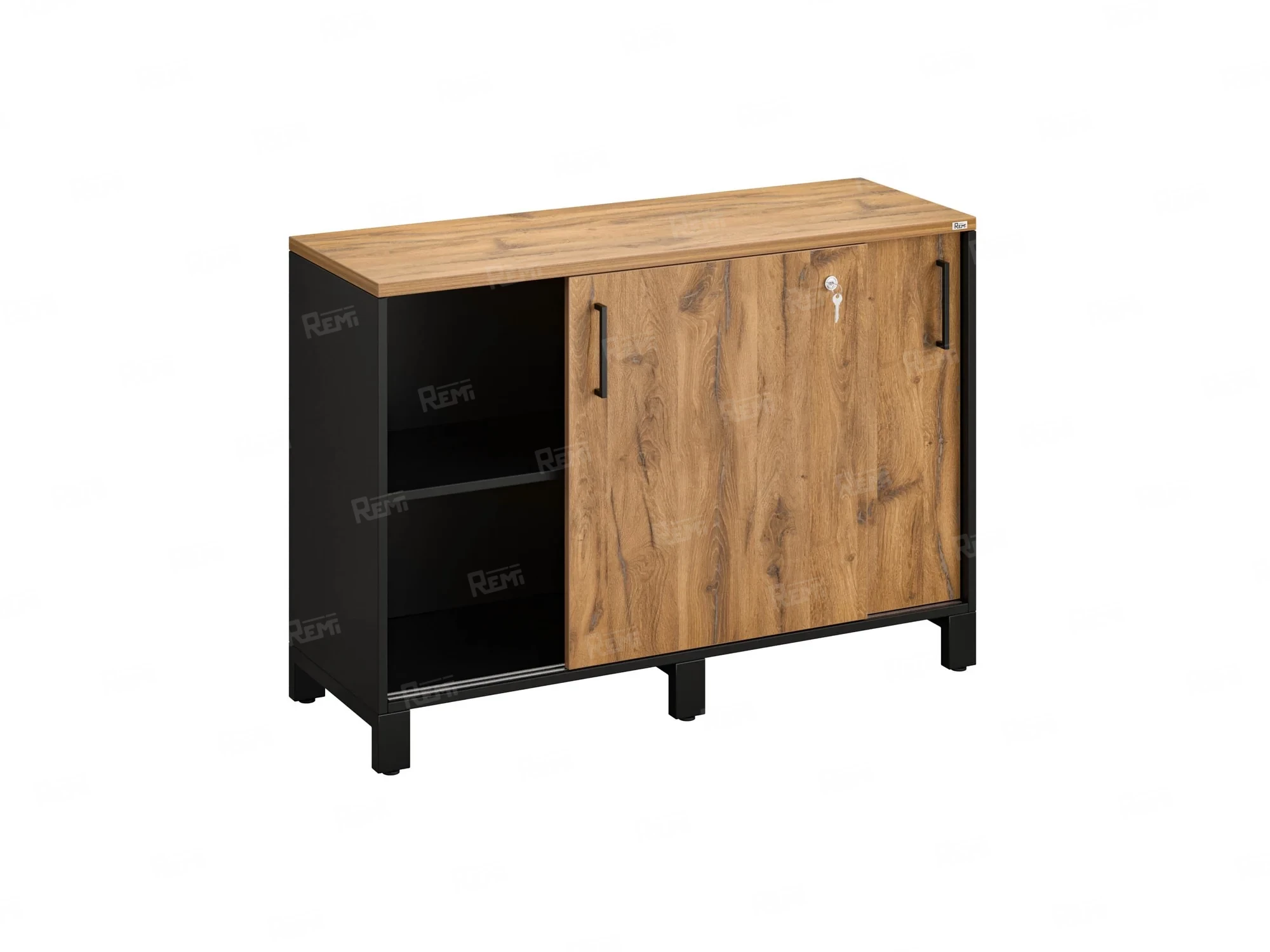 Низкий шкаф-купе 1200x420x850 RM124-120x42 Дуб Юстус/Черный