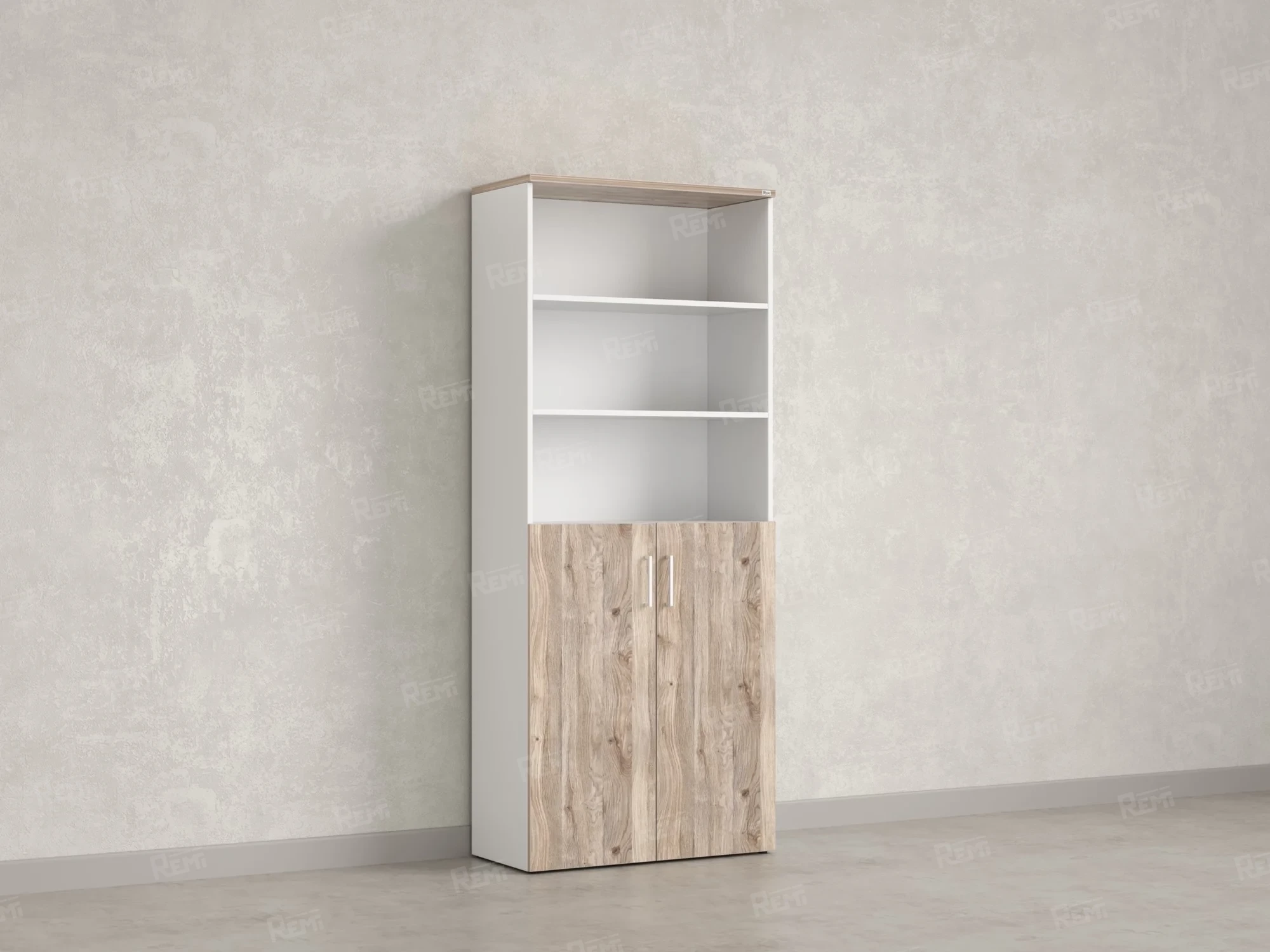 Шкаф комбинированный, регулируемые опоры, 6 уровней 900x420x2100 RM155-90x41 Дуб Маувелла/Белый