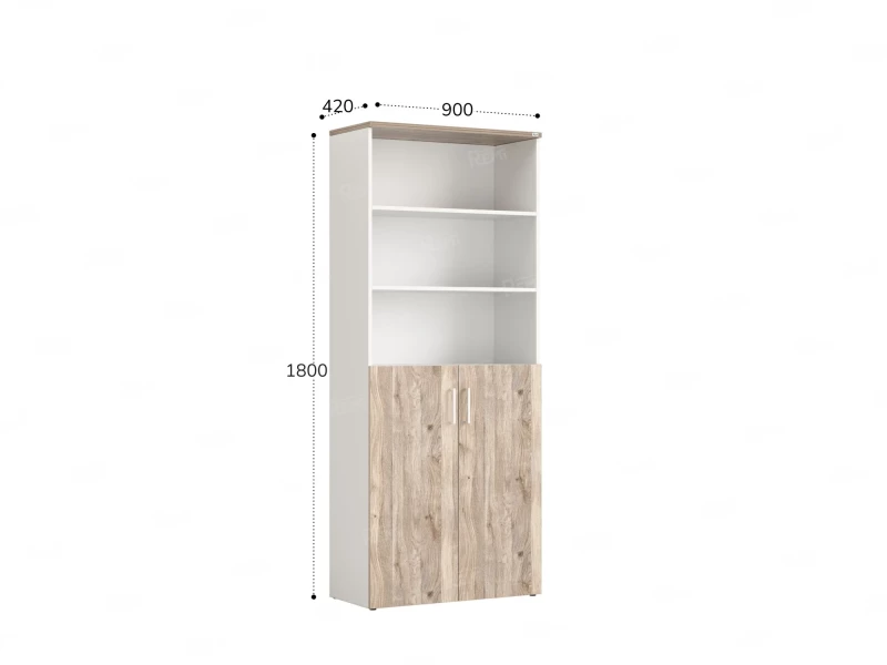 Шкаф комбинированный, регулируемые опоры, 6 уровней 900x420x2100 RM155-90x41 Дуб Маувелла/Белый