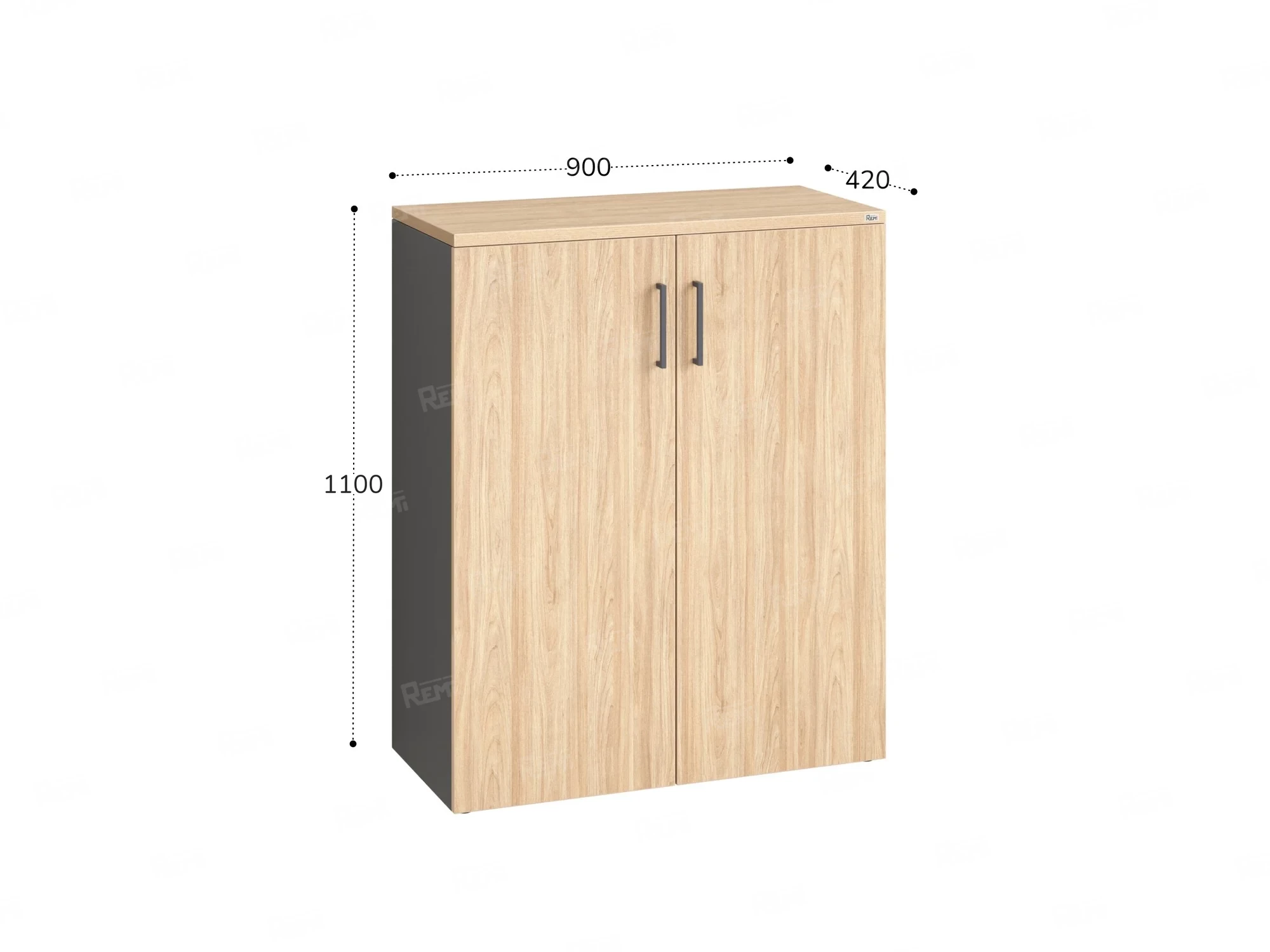 Шкаф распашной, регулируемые опоры, 3 уровня 900x420x1100 RM150-90x42 Вяз Швейцарский светлый/Серый