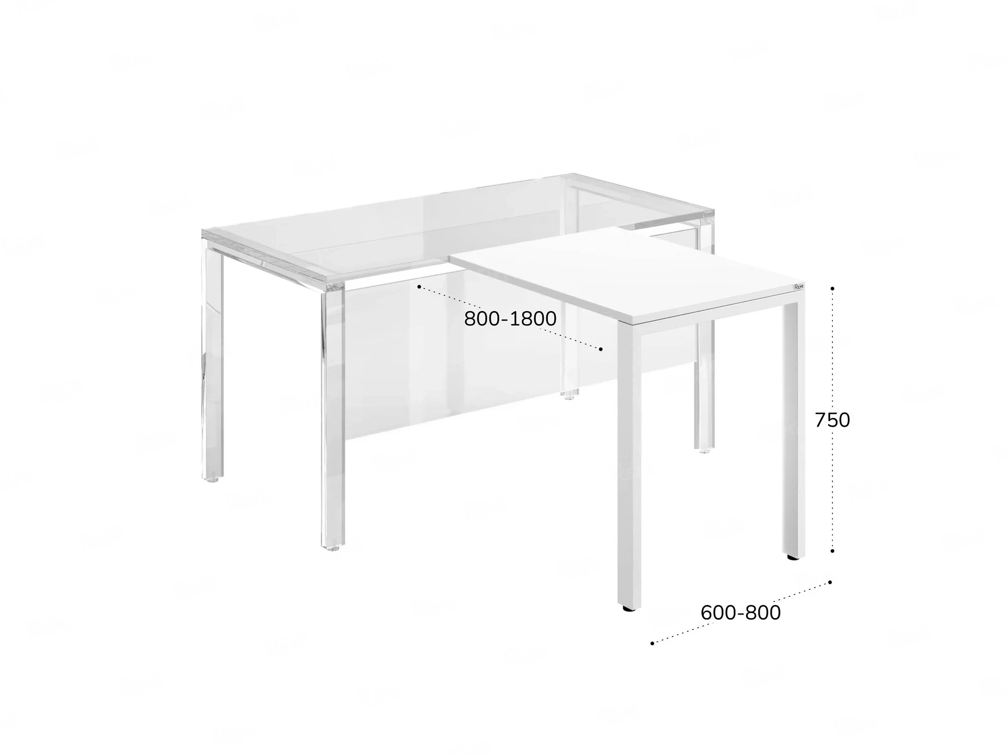 Брифинг прямой, с парящей столешнецей, на О-образном каркасе 1700x600x750 RM072-17x6 Белый/Белый