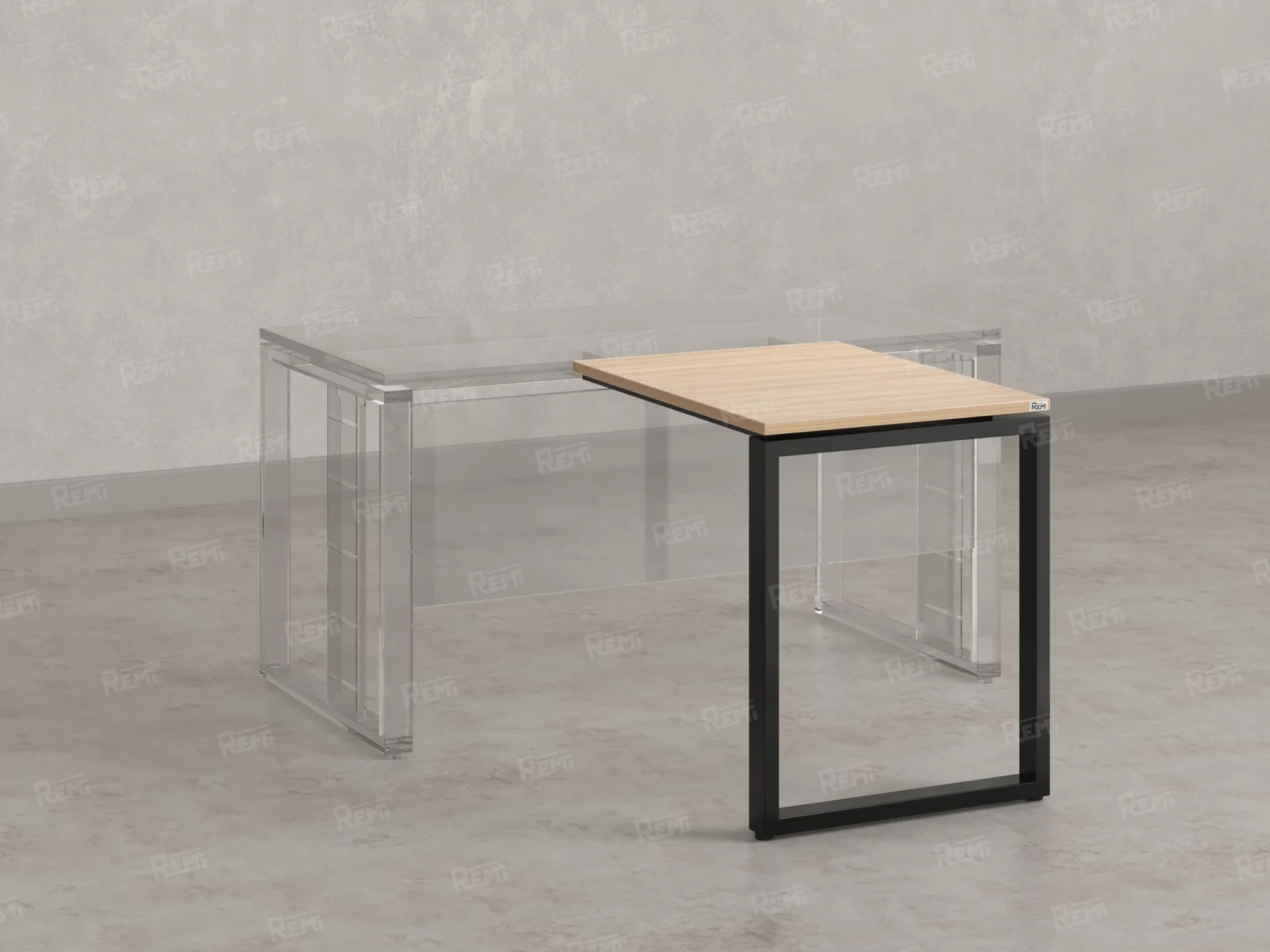 Брифинг прямой, с парящей столешнецей, на О-образном каркасе 800x800x750 RM072-8x8 Вяз Швейцарский светлый/Черный