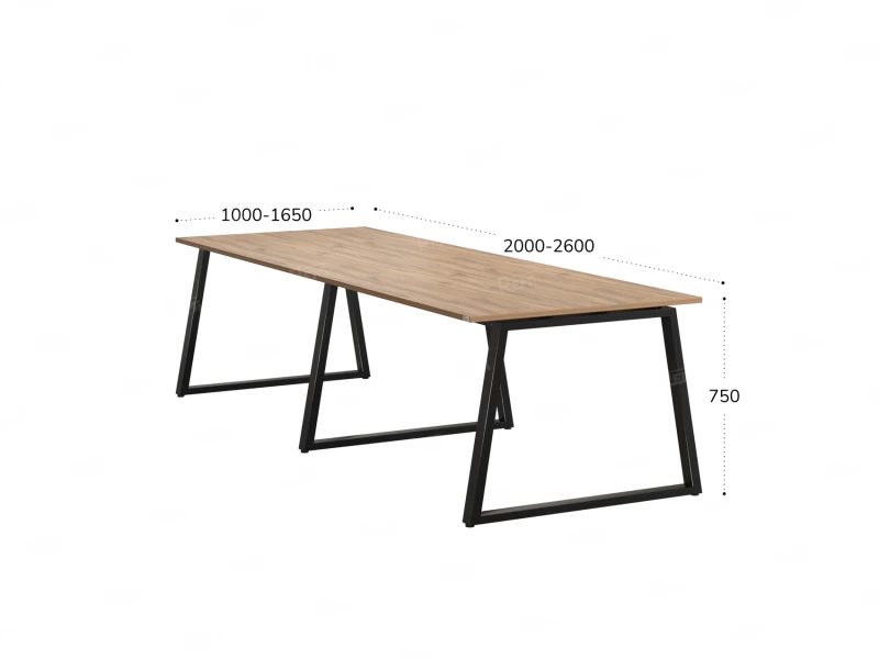 Cтол для переговоров, на A-обазном каркасе 2500x1600x750 RM083-250x160 Дуб Юстус/Черный