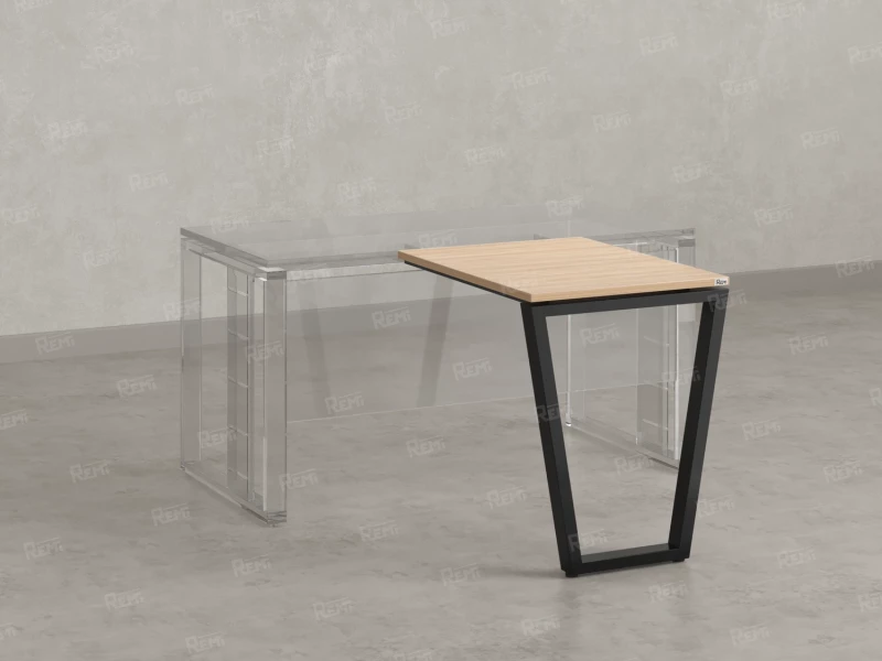 Брифинг прямой, с парящей столешнецей, на U-образном каркасе 1500x800x750 RM074-15x8 Вяз Швейцарский светлый/Черный