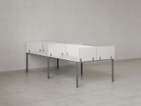 Бенч-система, 4 рабочих места, на П-образных опорах, 8 ЛДСП экранов 3200x1600x750 RM166-2-16x16 Белый/Серый
