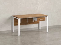 Стол прямой, подвесная тумба, ЛДСП экран, П-опора 1800x700x750 RM030-18x7 Дуб Юстус/Белый