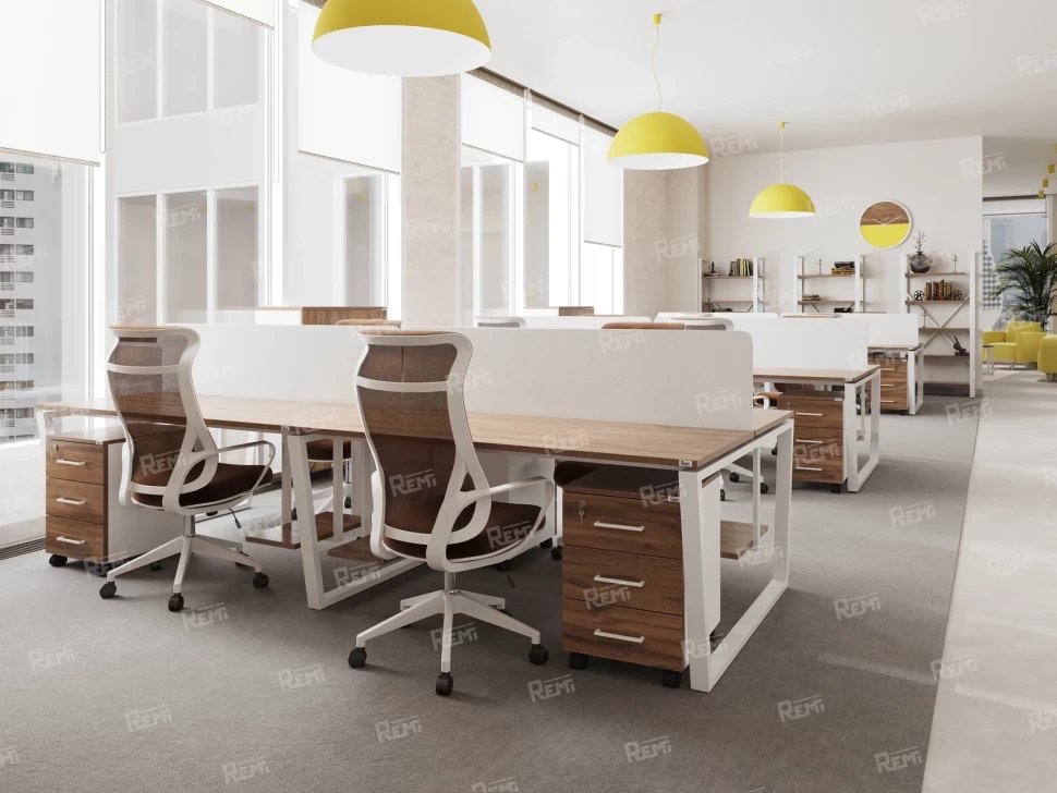 Стол прямой, подвесная тумба, ЛДСП экран, П-опора 1800x700x750 RM030-18x7 Дуб Юстус/Белый