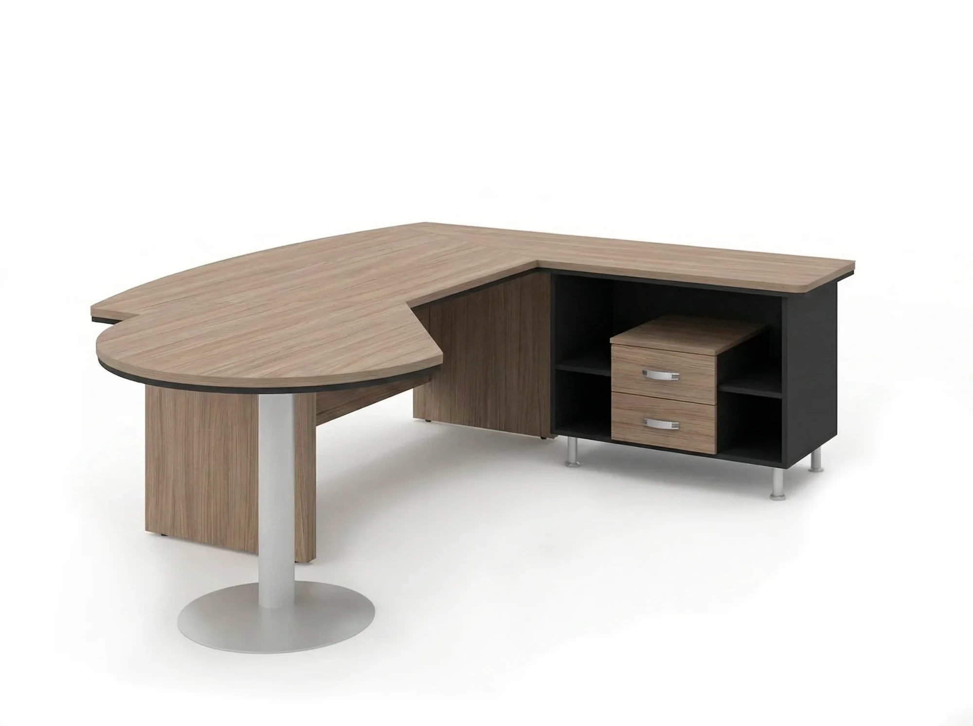 BRL RB072-255x200R Стол рук-ля R угловой с брифингом и тумбой 2 ящика 2550х2000х760 Шорвуд/Черный