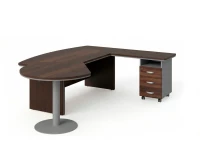 BRL RB073-255x200R Стол рук-ля R угл. брифинг и тумба 3 ящ. 2550х2000х760 Венге/Серый вулканический