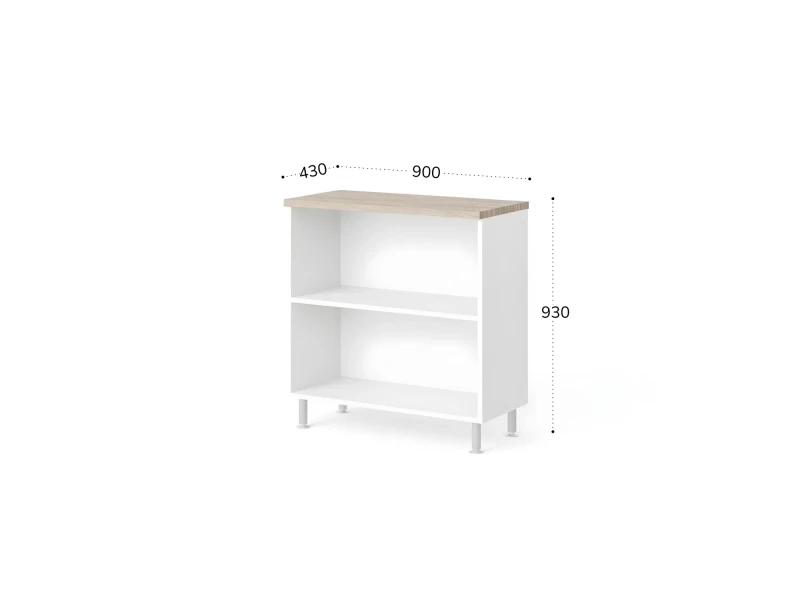 BRL RB047-90х43 Стеллаж широкий 2 уровня 900х430х930 Дрифтвуд/Белый