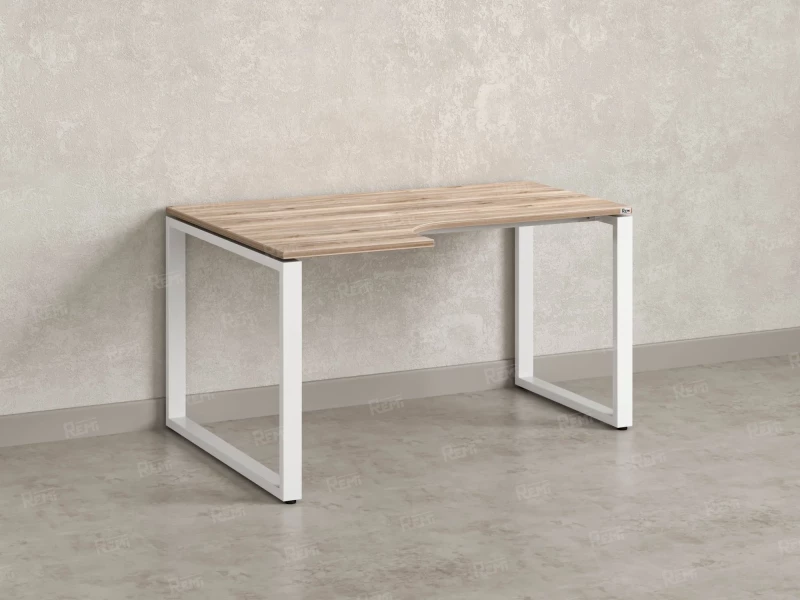 Стол угловой, О-опора, левый 1600x700/900x750, RM055-16x7-9 Дуб Маувелла/Белый