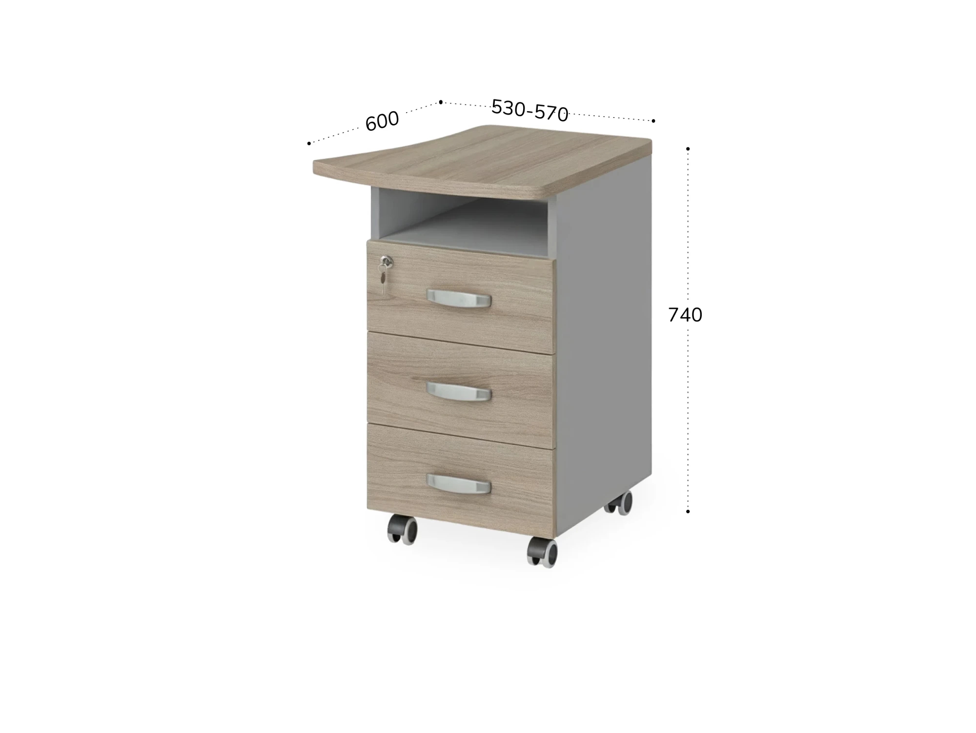 BRL RB085-53х60R Тумба приставная правая 530х600х740 Шорвуд/Серый вулканический