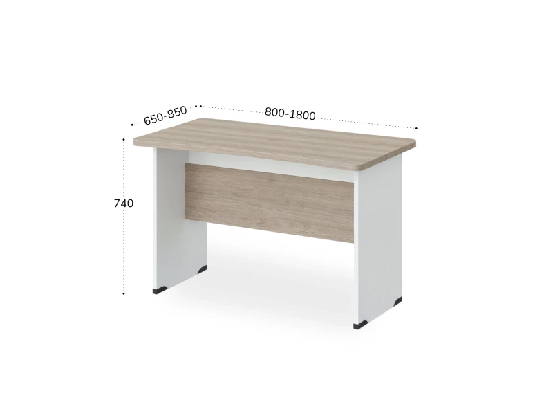 BRL RB002-160х85 Стол прямой с вогнутой столешницей 850 мм 1600х850х740 Шорвуд/Белый