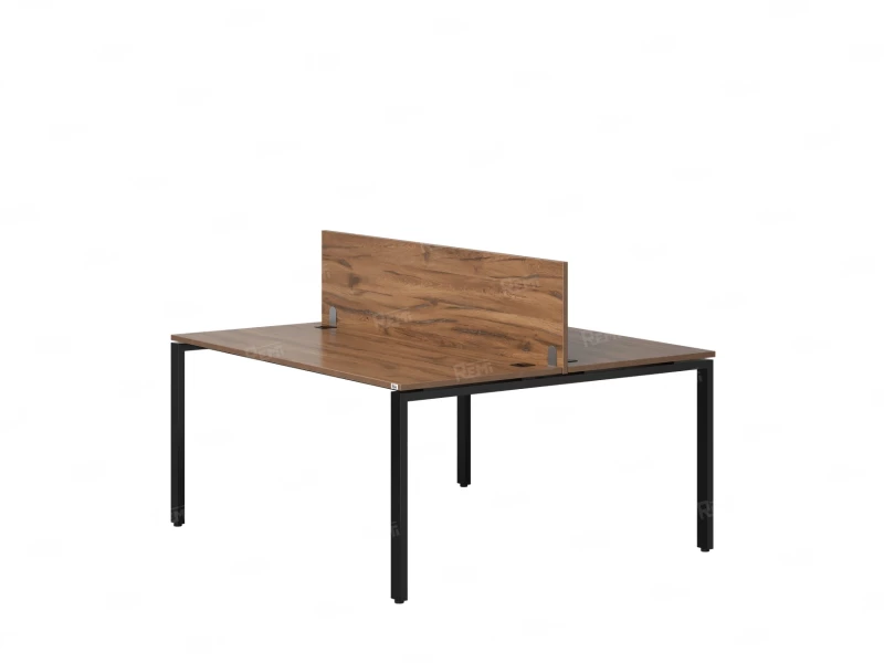 Бенч-система, 2 рабочих места, с одним экраном ЛДСП 1200x1200x750 RM165-2-12x12 Дуб Юстус/Черный