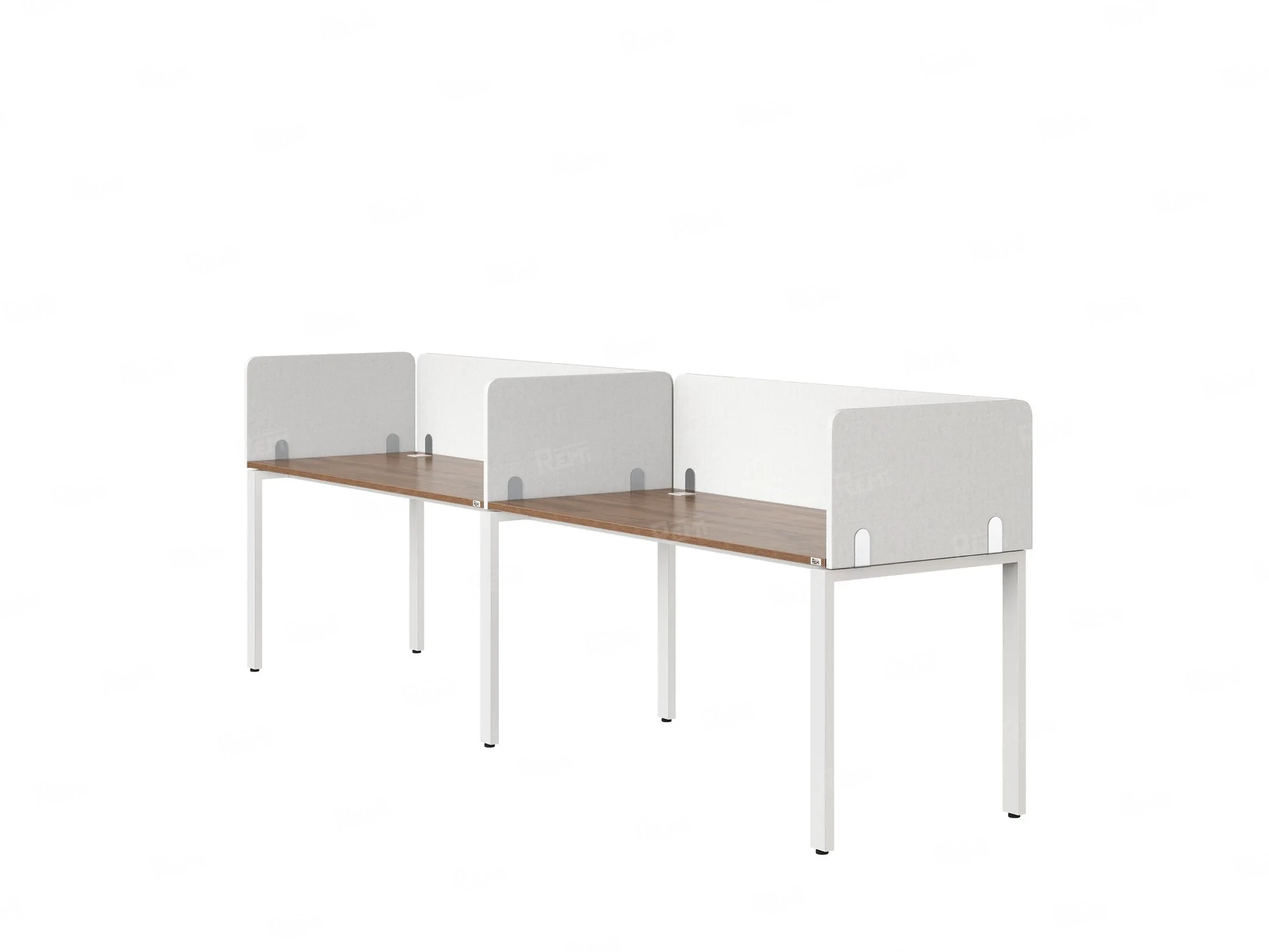 Бенч-система в 1 ряд, 2 рабочих места 5 тканевых экранов 2700x700x750 RM167-1-27x7 Дуб Юстус/Белый