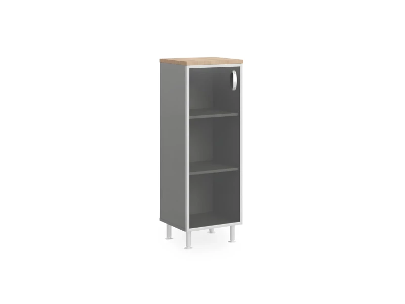 BRL RB050-45х43L Стеллаж закрытый витрина стекло в раме L 450х430х1290 Акация/Серый вулканический