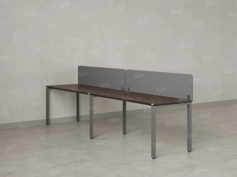 Бенч-система в 1 ряд, 2 рабочих места 2 тканевых экранов 2400x700x750 RM167-3-24x7 Дуб Апрельский шоколад/Серый