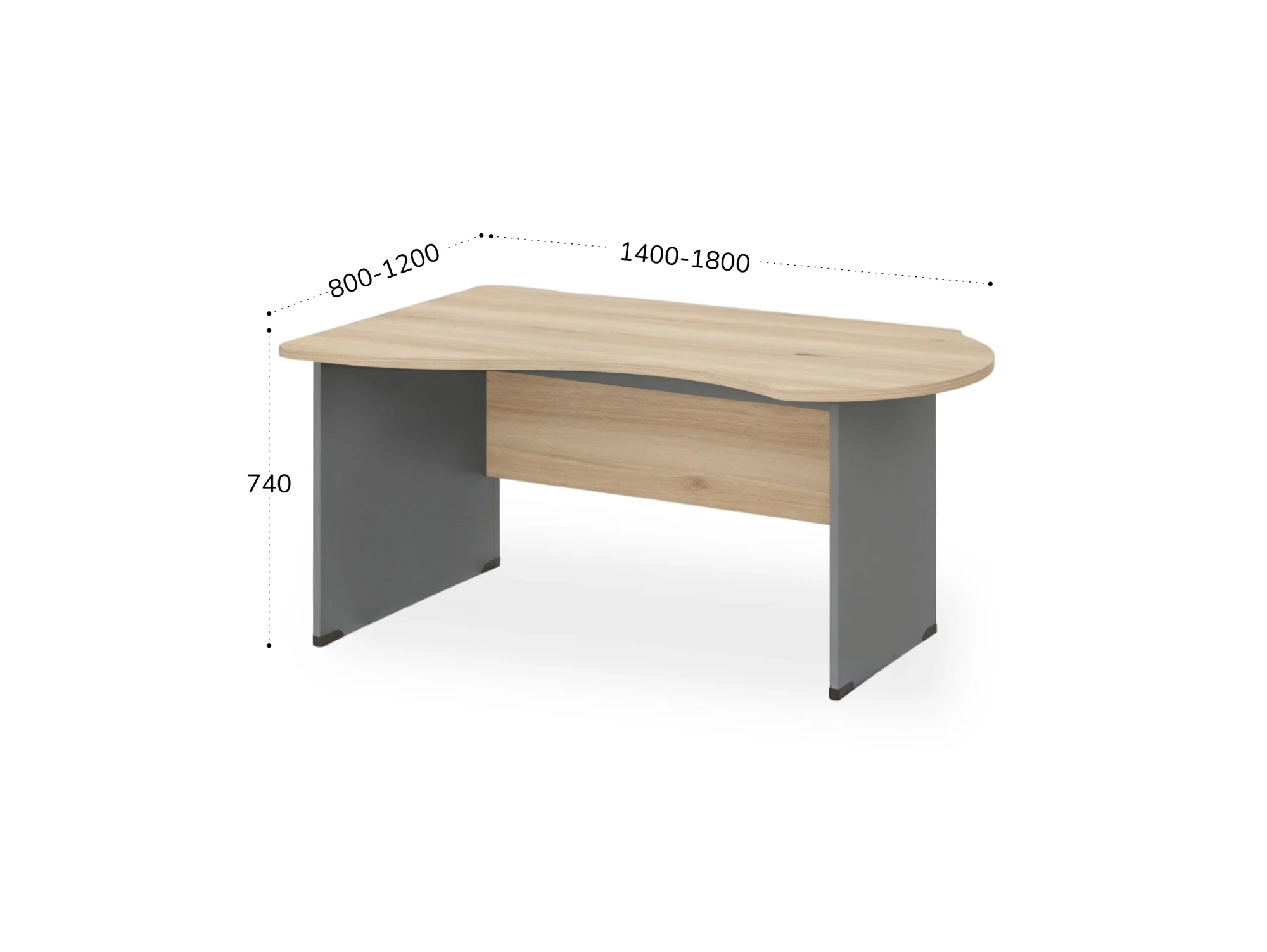 BRL RB004-180х120L Стол асимметричный левый 1800х1200х740 Акация/Серый вулкан-кий