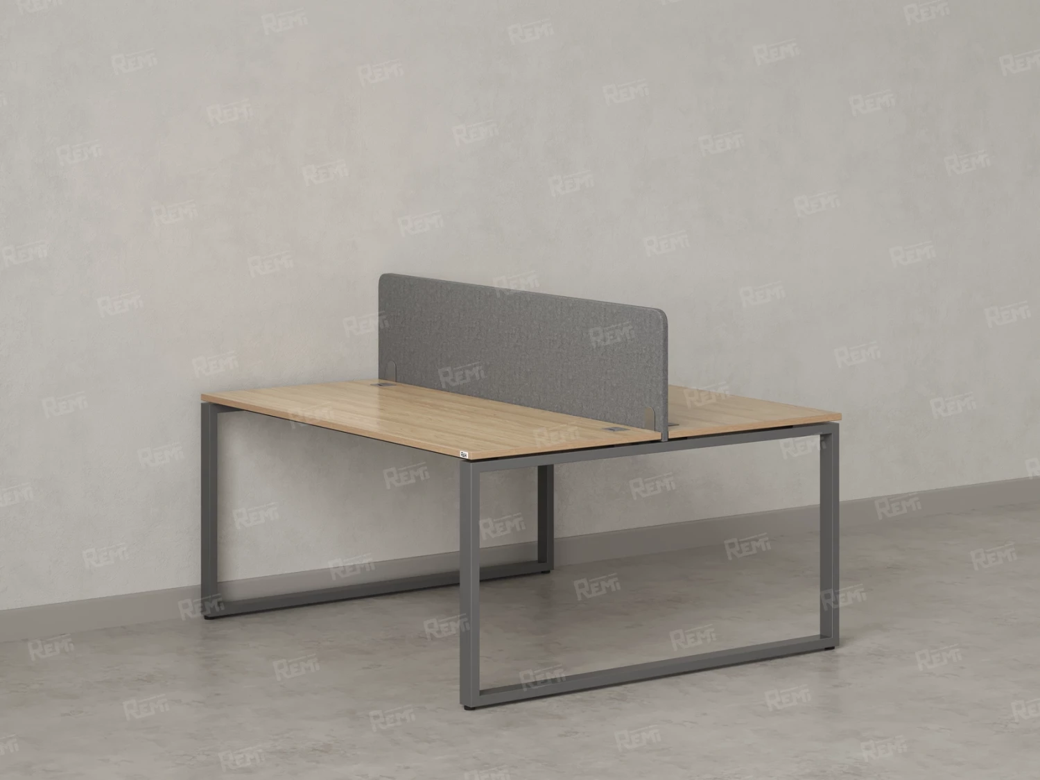 Бенч-система, 2 рабочих места, с одним тканевым экраном 1400x1400x750 RM169-1-14x14 Вяз Швейцарский светлый/Серый