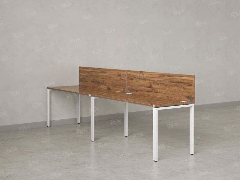 Бенч-система в 1 ряд, 2 рабочих места 2 ЛДСП экранов 2000x800x750 RM167-4-20x8 Дуб Юстус/Белый