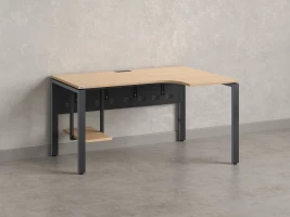 Стол угловой, экран металл, П-опора, правый 1800x600/900x750, RM058-18x6-9 Вяз Швейцарский светлый/Серый