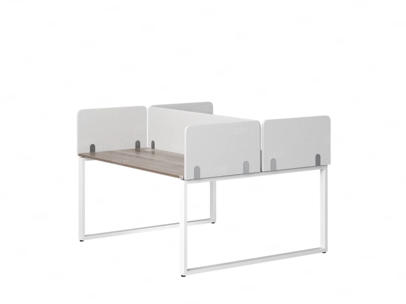 Бенч-система, 2 рабочих места, 5 тканевых экранов 1600x1400x750 RM169-3-16x14 Дуб Маувелла/Белый