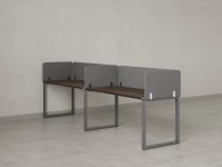 Бенч-система в 1 ряд, 2 рабочих места 5 тканевых экранов 3600x800x750 RM168-1-36x8 Дуб Апрельский шоколад/Серый