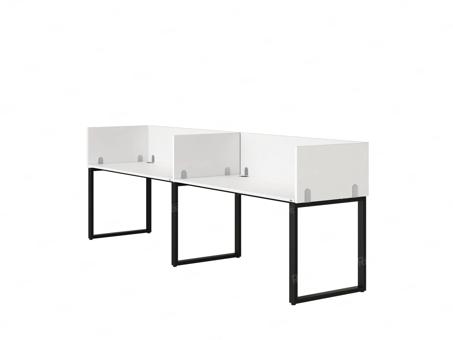 Бенч-система в 1 ряд, 2 рабочих места 5 ЛДСП экранов 2700x600x750 RM168-2-27x6 Белый/Черный