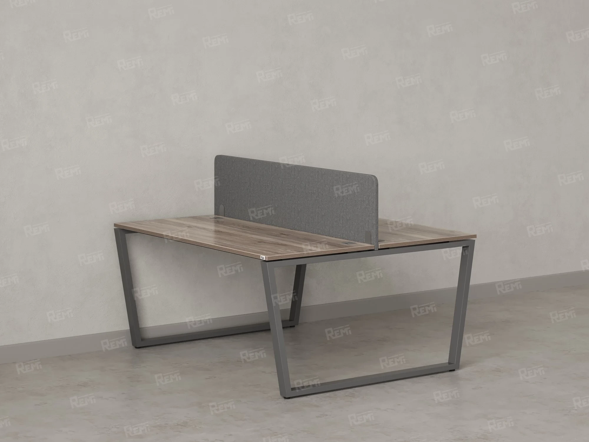 Бенч-система, 2 рабочих места, с одним тканевым экраном 1000x1200x750 RM172-1-10x12 Дуб Маувелла/Серый