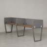 Бенч-система в 1 ряд, 2 рабочих места 5 тканевых экранов 2700x700x750 RM174-1-27x7 Дуб Юстус/Серый