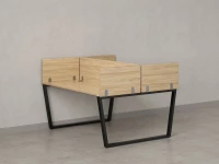 Бенч-система, 2 рабочих места, 5 ЛДСП экранов 1000x1600x750 RM172-4-10x16 Вяз Швейцарский светлый/Черный