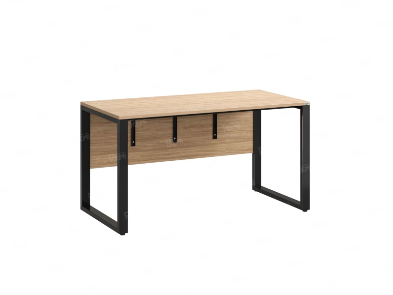 Стол прямой на О-образных опорах, экран ЛДСП 1800x700x750 RM006-18x7 Вяз Швейцарский светлый/Черный