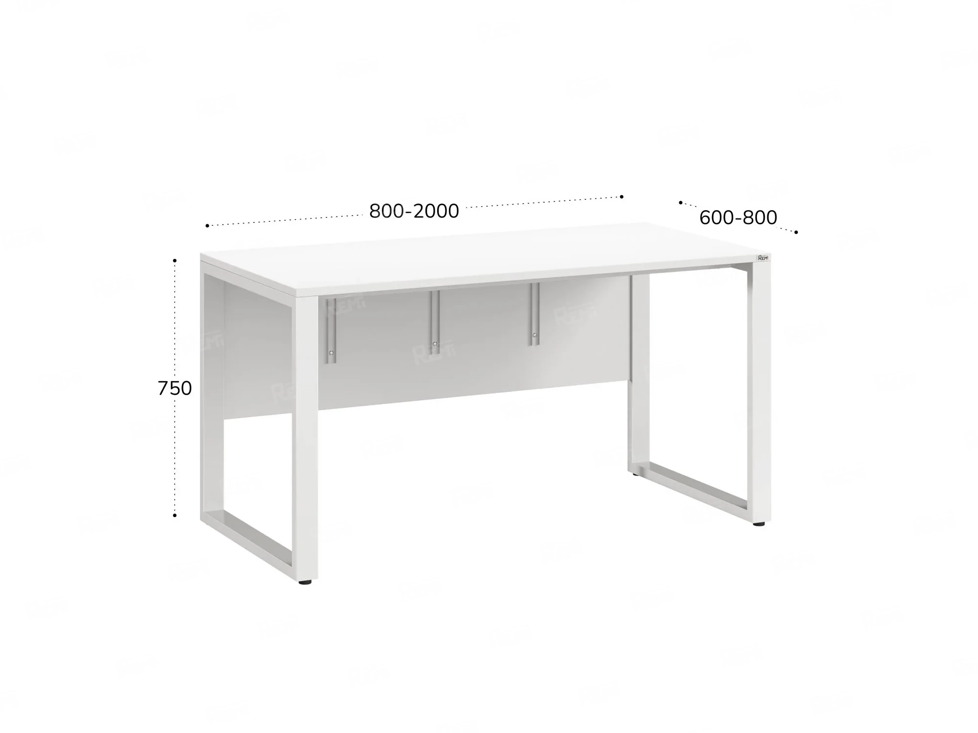 Стол прямой на О-образных опорах, экран ЛДСП 800x800x750 RM006-8x8 Белый/Белый