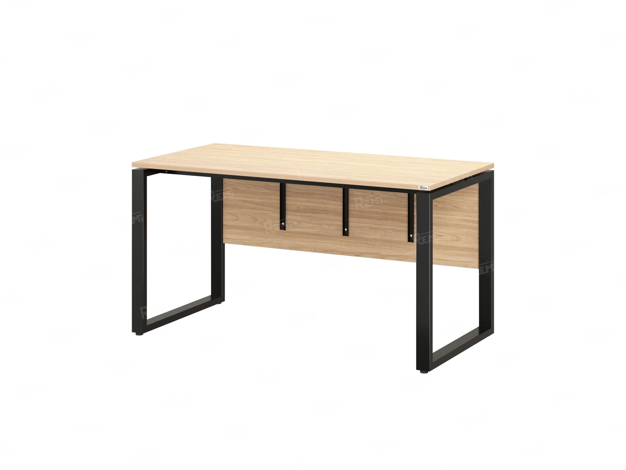 Стол прямой, О-опоры, экран ЛДСП,парящая стол-ца 1600x600x750 RM008-16x6 Вяз Швейцарский светлый/Черный