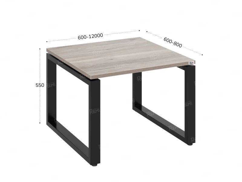 Журнальный стол с полкой 600x700x550 RM182-6x7 Дуб Маувелла/Черный