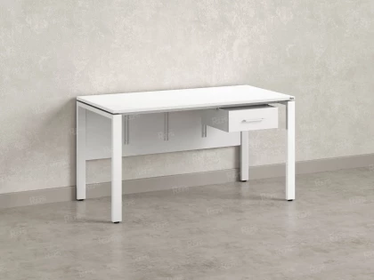 Стол прямой, подвесная тумба, ЛДСП экран, П-опора 2000x600x750 RM030-20x6 Белый/Белый