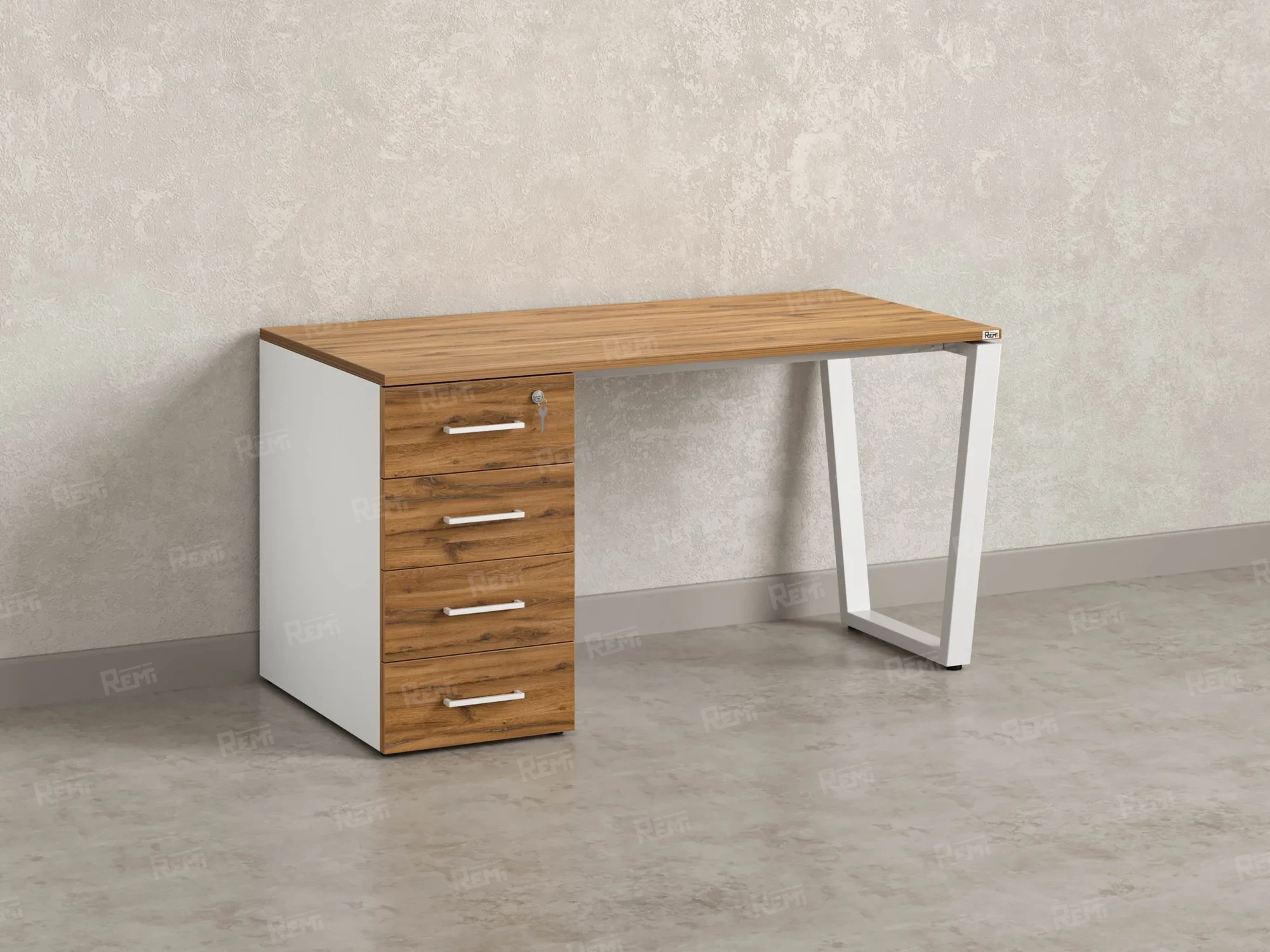 Стол прямой, с тумбой на U-образных опоре, левый 1600x700x750 RM100-16x7 Юстус/Белый