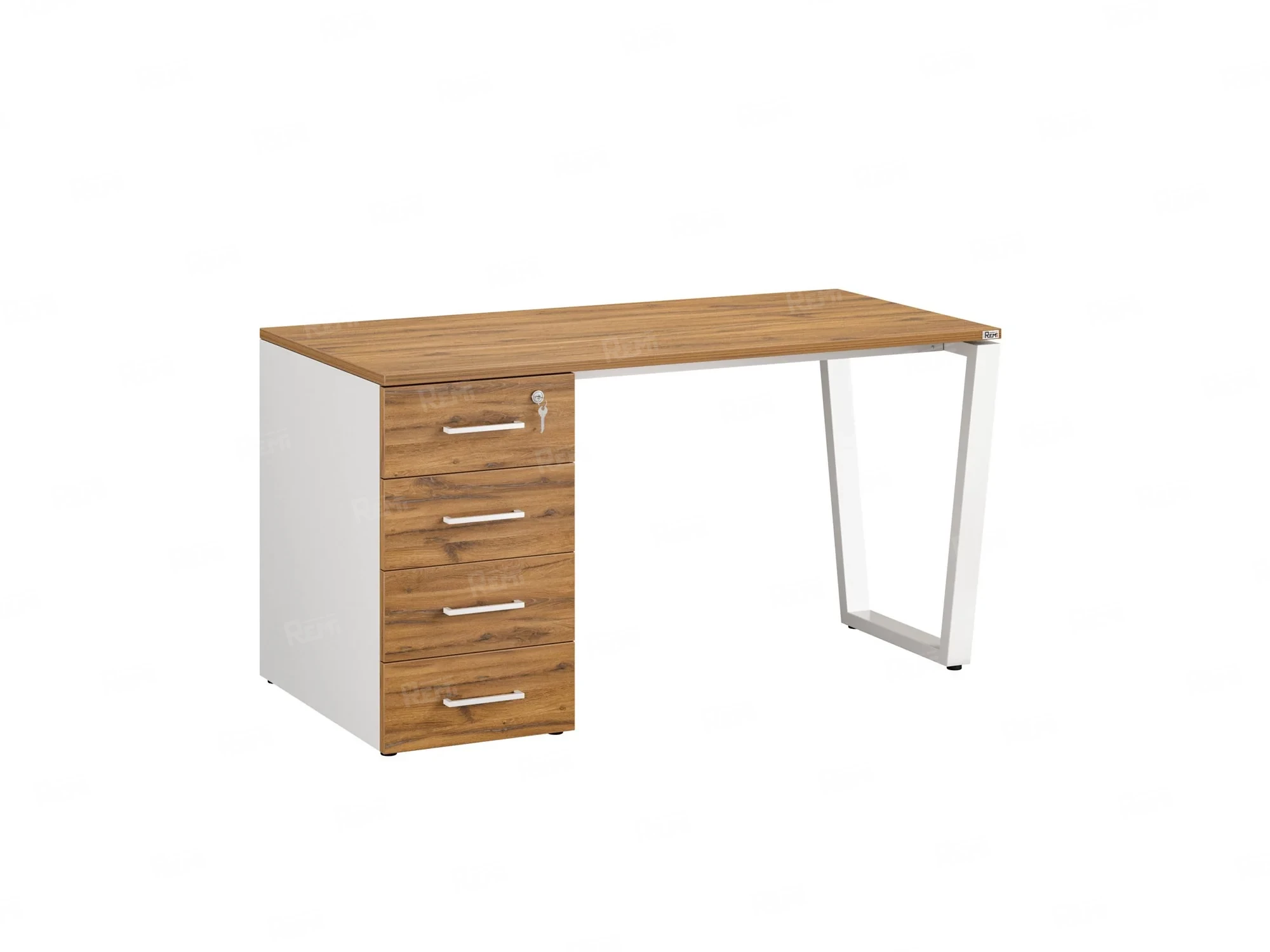 Стол прямой, с тумбой на U-образных опоре, левый 1600x700x750 RM100-16x7 Юстус/Белый