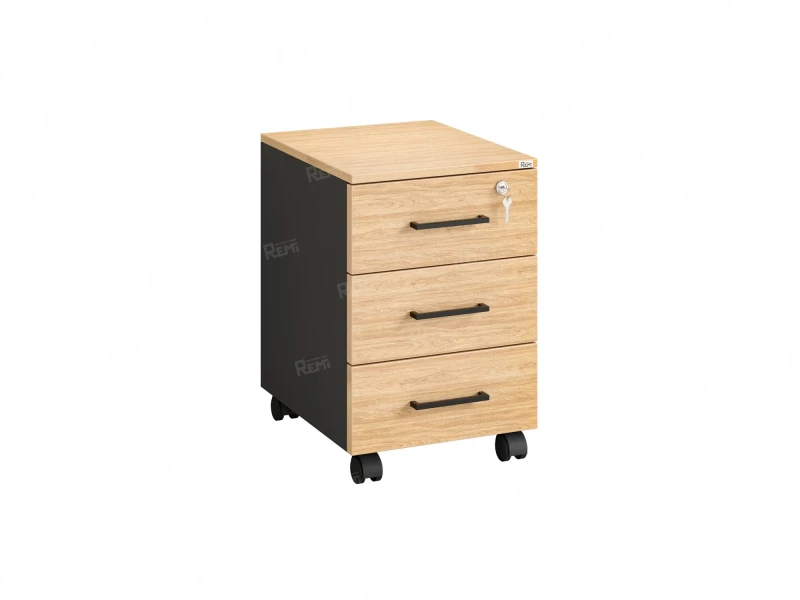 Тумба мобильная, 3 ящика 400x500x600 RM120-40x50 Вяз Швейцарский светлый/Черный
