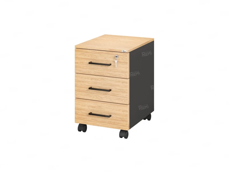 Тумба мобильная, 3 ящика 400x500x650 RM120-40x50 Вяз Швейцарский светлый/Черный