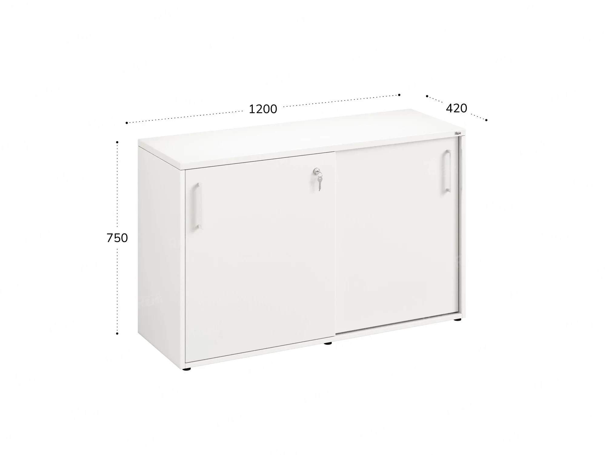 Низкий шкаф-купе на регулируемых опорах 1200x420x750 RM125-120x42 Белый/Белый