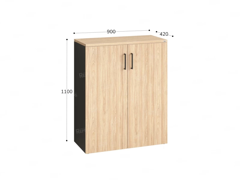 Шкаф распашной, регулируемые опоры, 3 уровня 900x420x1100 RM150-90x42 Вяз Швейцарский светлый/Черный