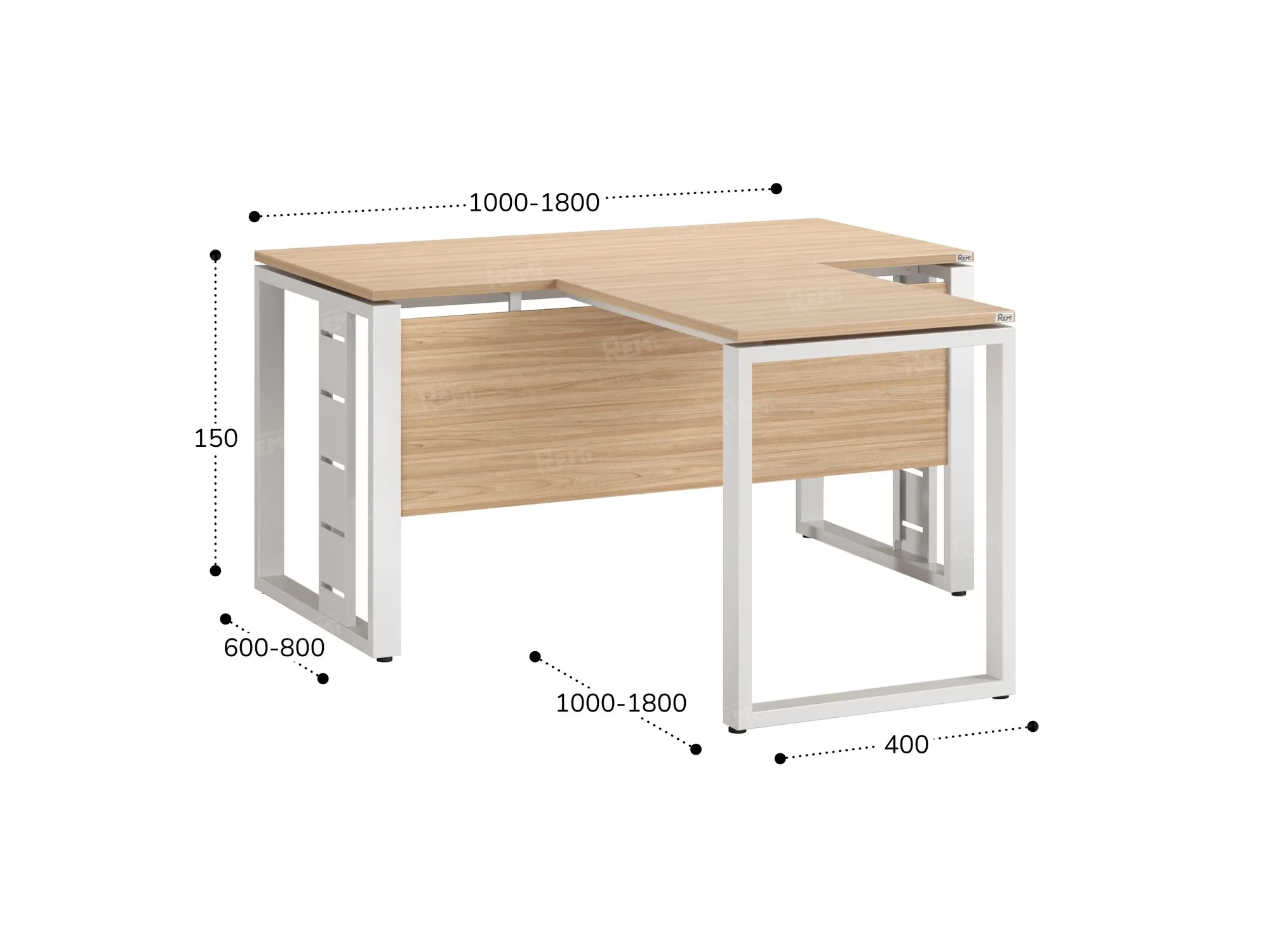 Стол с брифингом с парящей столешницей на О-образных опорах с экраном ЛДСП RM045-14x7 1400x2100x750 Вяз Швейцарский светлый/Белый