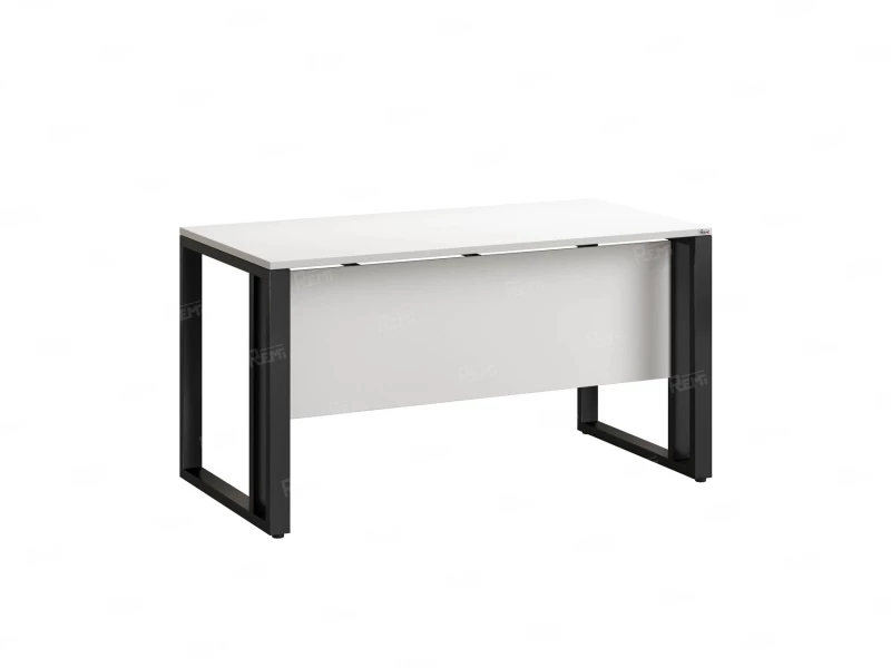 Стол прямой на О-образных опорах с экраном ЛДСП 1200x700x750 RM041-12x7 Белый/Черный