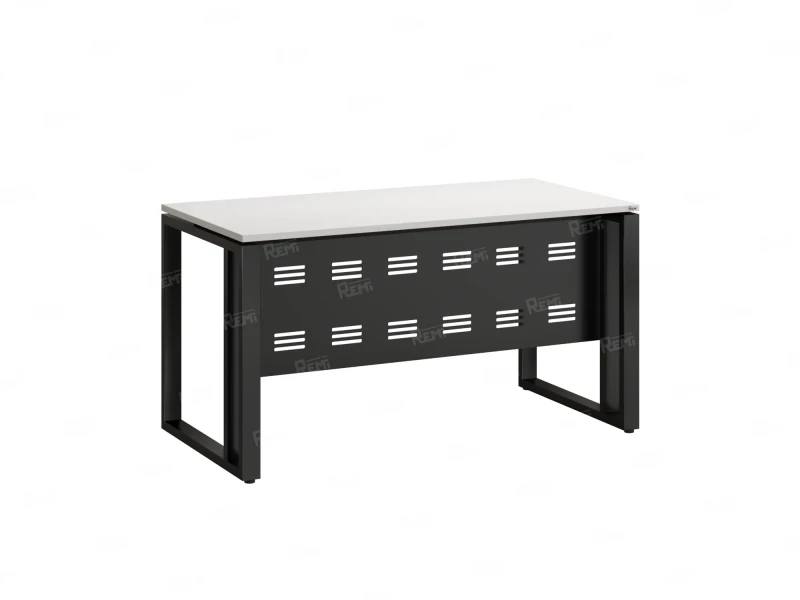 Стол прямой на О-образных опорах с металлическим экраном 1200x900x750 RM042-12x9 Белый/Черный
