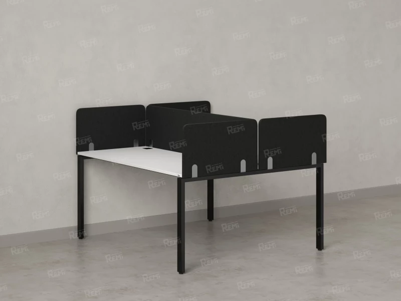 Бенч-система, 2 рабочих места, на П-образных опорах, 5 тканевых экрана 1000x1400x750 RM165-3-10x14 Белый/Черный