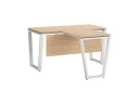 Стол с брифингом с парящей столешницей на U-образных опорах с экраном ЛДСП RM047-14x6 1400x2000x750 Вяз Швейцарский светлый/Белый