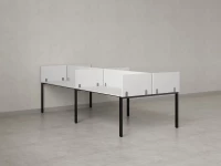 Бенч-система, 4 рабочих места, на П-образных опорах, 8 ЛДСП экранов 3200x1600x750 RM166-2-16x16 Белый/Черный