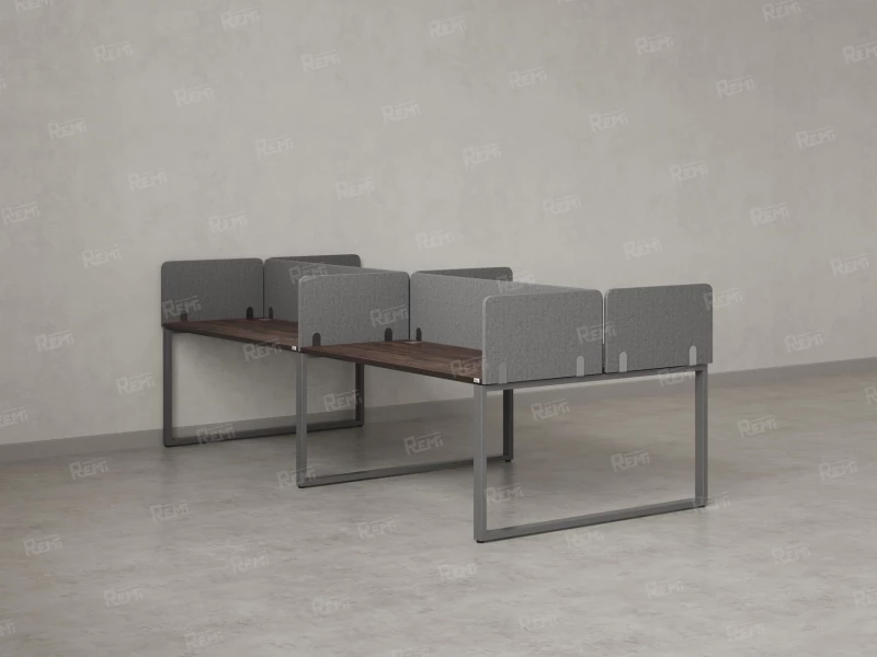 Бенч-система, 4 рабочих места, на О-образных опорах, 8 тканевых экранов 3200x1200x750 RM170-1-16x12 Дуб Апрельский шоколад/Серый